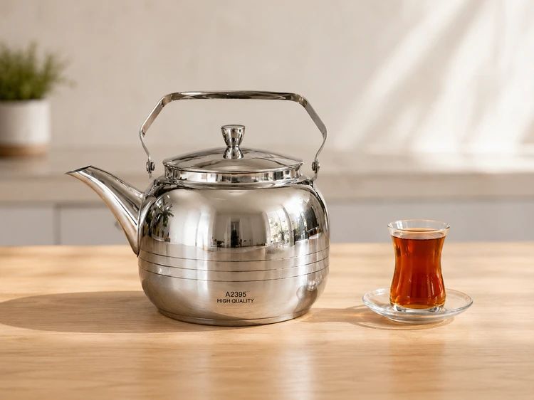 کتری استیل کرکماز ترکیه - روزگاری 3 لیتری مدل A2395 | بدنه استیل ضد زنگ و دسته فلزی مقاوم