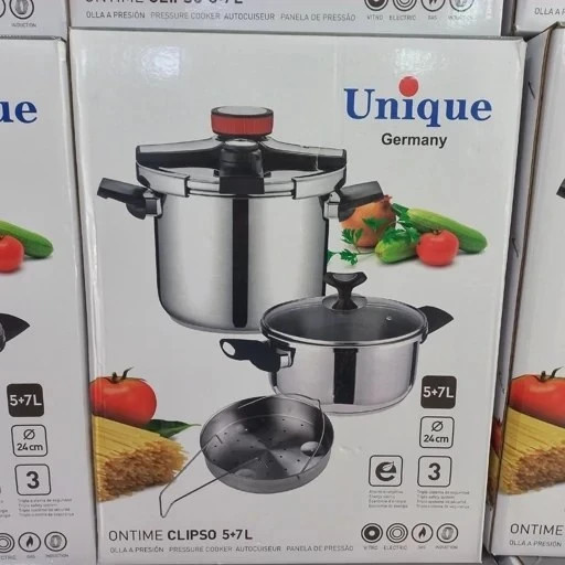 زودپز دوقلو یونیک PERFECT درب کلیپسی مخزن استاندارد 5و7 لیتر مدل Uniqui 7+5 استیل درجه یک 18/10