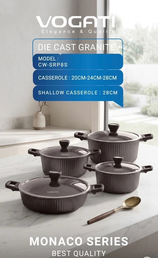 سرویس قابلمه ۸ پارچه ووگاتی VOGATI اصلی مدل CW-SRP8S سری Monaco
