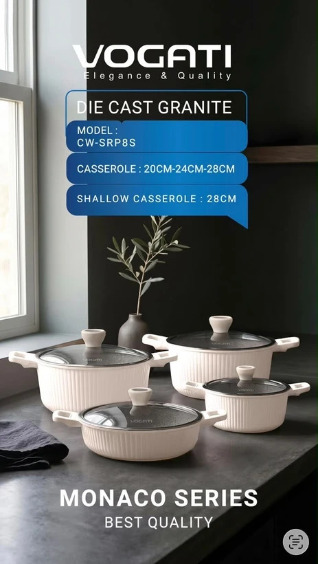 سرویس قابلمه ۸ پارچه ووگاتی VOGATI اصلی مدل CW-SRP8S سری Monaco